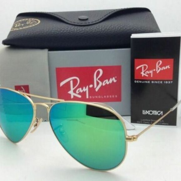 Ray-Ban Large Metal Gold Aviator Green Mirror - Picture 3 of 8